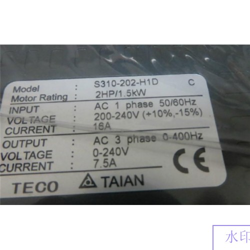 S310-202-H1D TECO Single Phase 1phase 220V 7.5A output 1.5KW 2HP Inverter VFD frequency AC drive NEW