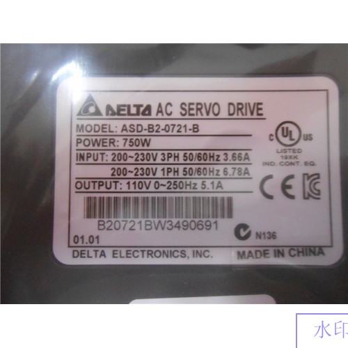 ASD-B2-0721-B Detla AC Sevor Drive 1phase 220V 750W 5.1A New original