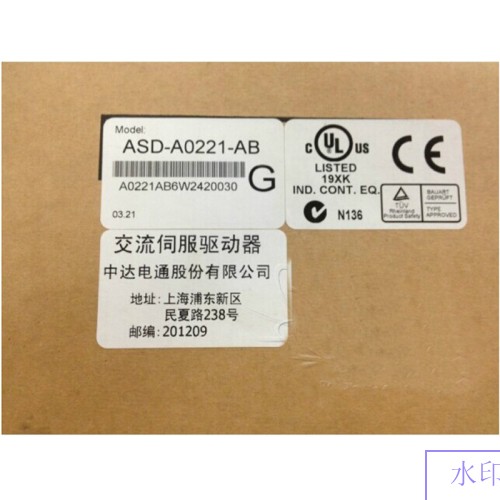 ASD-A0221-AB Detla AC Sevor Drive 1phase 220V 200W 1.3A Encoder Resolution 2500ppr New