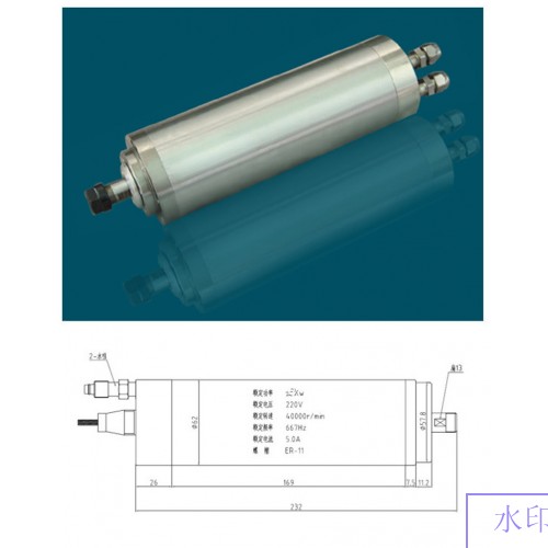 1HP 0.8kw ER11 40000RPM Precision High Speed spindle motor water cooling 220VAC 5A 670HZ 62mm 2 bearings CNC Router